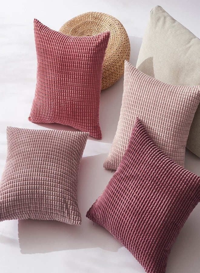 Topfinel Large Couch Throw Pillows Covers 20x20 Inch Set of 4,Accent Corduroy Striped Pink Decorative Euro Shams,Summer Home Decor Cushion Case for Beach,Patio,Balcony - Image 4